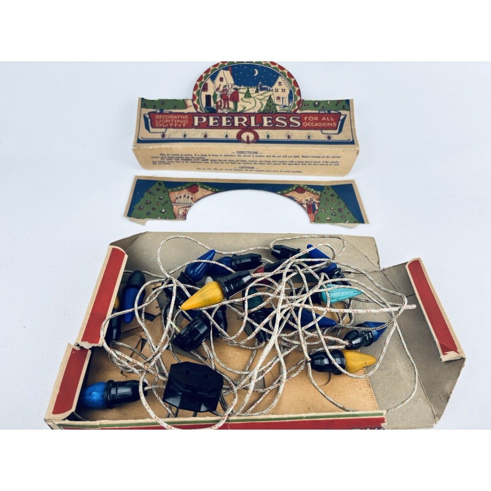 1930'S Vintage Christmas Peerless Decorative Lighting Outing Icicle Lights -Read